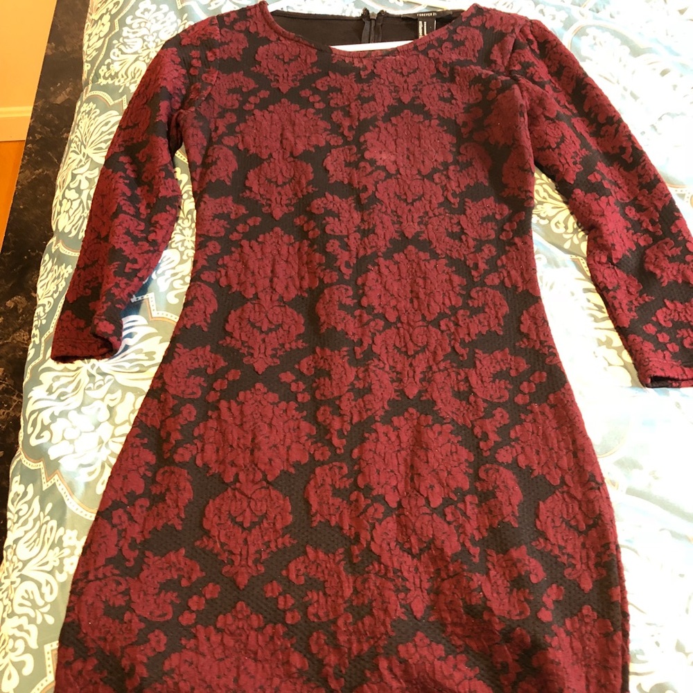 Red flower cotton dress